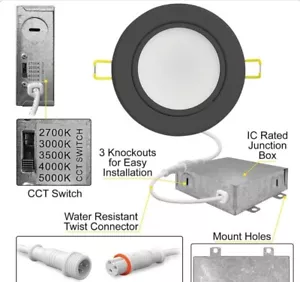 6x NUWATT 4 Inch 5CCT LED Recessed Gimbal Lights Ceiling Dimmable w Junction Box - Picture 1 of 6