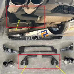 For Audi Q7 SQ7 2020-2023 black stainless steel Rear Bumper tailpipe 4 Out - Bild 1 von 11