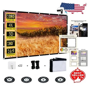Portable 180-Inch Projector Screen with Easy Install Hooks - Perfect for Parties - Picture 1 of 10