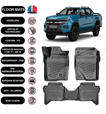 Floor Mats Liner Fits Volkswagen Amarok (2023-2025) Waterproof 4D Molded 4pcs - Image 1 of 4