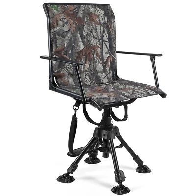Camo Swivel Hunting Chair w/ 360° Adjustable Legs Folding Silent Blind Chair - Image 1 of 4
