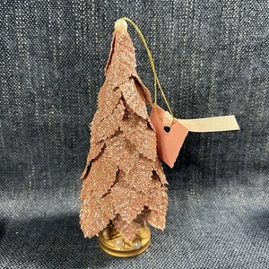 Christmas Glittered Cottage Victorian Pink Rose Gold Tree Ornament 6" - Picture 1 of 6