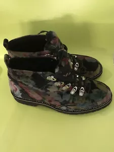 stiefelletten/hohe schuhe damenschuhe gr. 40 gebraucht dunkei bunt samt - Bild 1 von 5