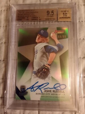 2015 Bowman's Best Ashe Russell #69/99 GREEN AUTOGRAPH #B15-ASR Graded BGS 9.5 - Image 1 of 2