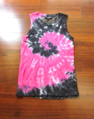 CENTRAL PARK WEST ~ Talla Pequeña ~ Rosa Negro Espiral Tie Dye Sin Mangas Tejido Tanque c5 Foto 1 de 4