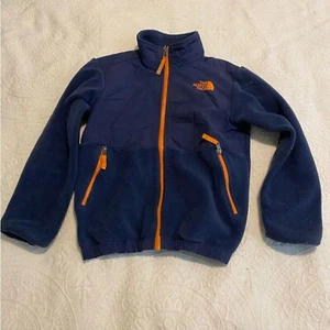 The North Face Boys Medium 10/12 Navy Blue and Orange Fleece Zip Up Jacket - Picture 1 of 10
