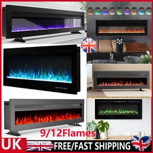 LED Fireplace Media Wall Fire Wall Mounted / Standing Electric Heater 30-70inch - Picture 1 of 69