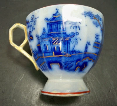 Taza de transferencia azul flujo de porcelana de Asia oriental temprana Foto 1 de 4