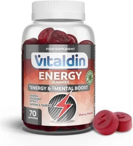 70 Gominolas Energéticas, Ginseng, Guaraná, Cafeína & Taurina,– Sabor Cereza - Imagen 1 de 11