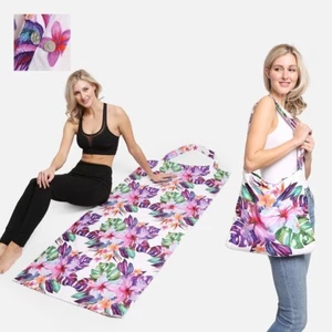 ComfyLuxe Hibiscus Pattern 2-IN-1 Beach Towel & Tote Bag - Picture 1 of 10