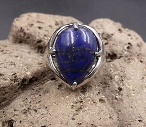 Lapislazuli Ring aus Afghanistan Tropfenform - Verstellbarer Ring - Lithotherapie - Bild 1 von 2