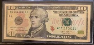 2013 $10 FRN TRUE BINARY ME01110011C FANCY SERIAL NUMBER - Picture 1 of 3