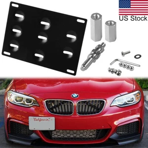 Black Front Bumper Hook License Plate Bracket For 2006-2013 BMW 328i 330i 335i  - Picture 1 of 9