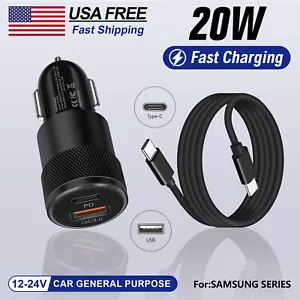 For Samsung Galaxy A54 A14 A13 A12 5G Fast PD Car Plug Charger Type-C Cable Cord - Picture 1 of 27