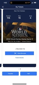 2024 World Series Home Game 3 - 2 Tickets  - Picture 1 of 2