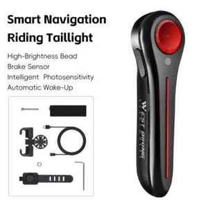 Bicycle Rear Light Brake Sensor IPX6 Linear Flowing Flashing Taillights Light - Picture 1 of 25