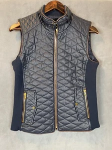 FATE Navy Blue Faux Leather Quilted Zip Up Vest Jacket Women's Size M - Picture 1 of 10