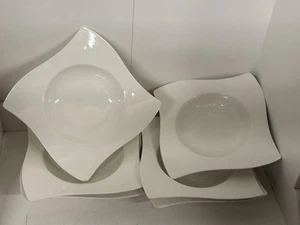 Villeroy & Boch New Wave White Large Pasta / Soup Bowls X 6 Contemporary White - Picture 1 of 10