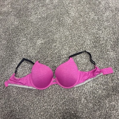 Victoria’s Secret Perfect Shape Bra 36C Pink Heather Gray Logo Band Push Up - Image 1 of 4