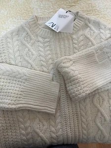 Neu Zara kleiner beige Pullover 100% Wolle - Bild 1 von 24