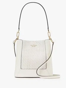 Kate Spade Lena two-tone straw bucket bag KL030 VTP Meringue Multi - Picture 1 of 7