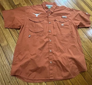 Columbia PFG Orange Cotton Vented Short Sleeve Shirt Men's Large UT Longhorns - Picture 1 of 15