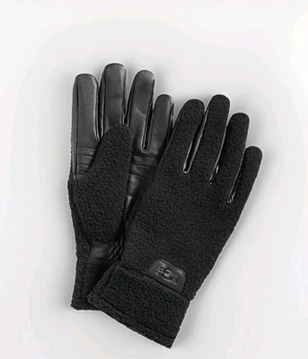 UGG Men's Leather Sherpa Gloves ~ Black | Size: L *NWT ☆OUT OF STOCK☆ - Image 1 of 4