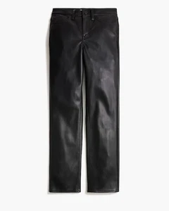J Crew Full-Length Straight-Leg Pant Black Faux Leather Sz 29 BU810 Hol24 - Picture 1 of 9
