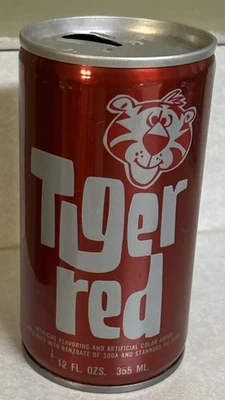 Vintage TIGER VERMELHO Aço Vazio 12 Oz. Lata de refrigerante, Inter-State Canning Co. - Imagem 1 de 4