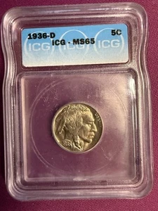 1936 D ICG MS65 Buffalo Nickel #B49446 - Picture 1 of 2