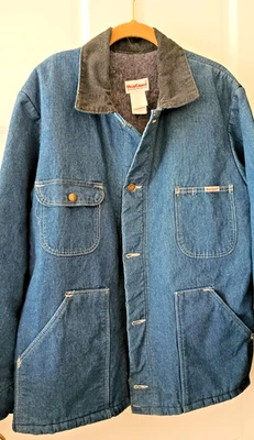 De Colección WearGuard Chore Chaqueta Azul Denim Manta Forrada Pana Cuello Abrigo Grande Foto 1 de 4