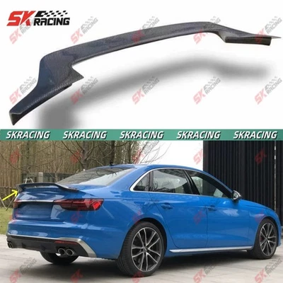 Forged/Carbon Fiber Black Rear Trunk Lip Spoiler Wing Fits Audi S4 A4 2017-2025 - Image 1 of 4