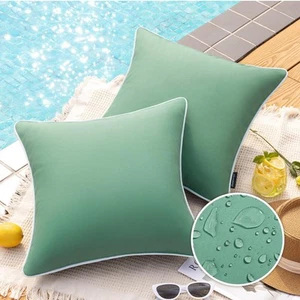Pack of 2 Outdoor Waterproof Throw Pillow Covers Decorative Square Cushion Ca... - Picture 1 of 9