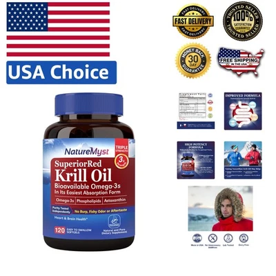 Cápsulas blandas de aceite de krill antártico de 500 mg de origen sostenible - apoyo para el corazón y el cerebro Foto 1 de 4