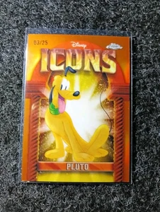 2025 Topps Chrome DisneyPluto Disney Icons ORANGE Chrome SP SSP 3/25 L@@K!!!!! - Picture 1 of 3