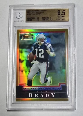 Tom Brady Bowman 2004 cromo refractor dorado/50 BGS 9,5 raro impresión corta cabra Foto 1 de 2