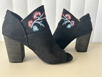 Carlos By‎ Carlos Santana Talana Black Embroidered Peep Toe Booties 8.5M - Image 1 of 4