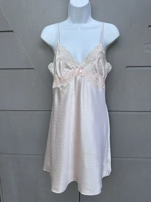 Camisón Linea Donatella Rosa Pálido Líquido Satinado Encaje Chemise Babydoll Slip Talla M Foto 1 de 4