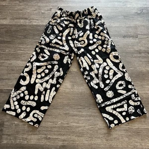 Pantalón HAUTE HIPPIE Negro Blanco Funky Divertido Estampado Algodón Pierna Ancha Cordón Nuevo con Etiquetas Med - Imagen 1 de 9