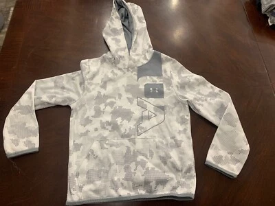 Under Armour Youth Boys White Gray Hoodie Pullover Youth Size Small - Image 1 of 4