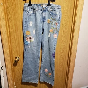 Jeans donna nuovi con etichetta rari Z. Cavaricci autentici vintage taglia 3 floreale invecchiato  - Foto 1 di 9