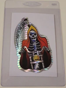 GRIM REAPOR BIKER Bad To The Bone 1980s Prism VENDING MACHINE STICKER CARD Kodak - Picture 1 of 3
