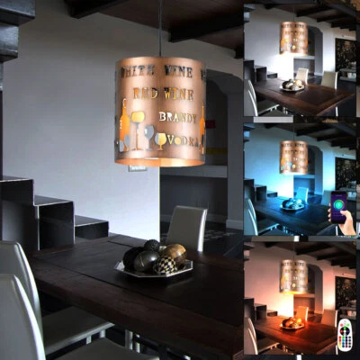 MARKENLOS Hängeleuchte Pendellampe Smart RGB LED Deckenleuchte Musterschirm D 23,5 cm rund