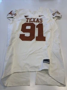 GAME WORN USED TEXAS LONGHORNS FOOTBALL JERSEY SIZE 48 #91 - Picture 1 of 4