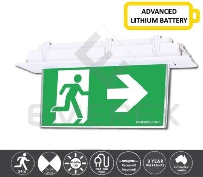 LITHIUM LED Blade Emergency Exit Sign Light Ceiling Recessed Mount 24m ULTRA PRO - image 1 of 2
