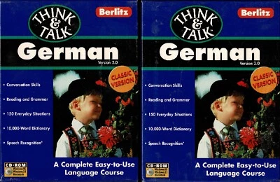 Lot of 2 Berlitz Think & Talk German Pc Mac New XP Conversation Reading Grammar - Image 1 of 2