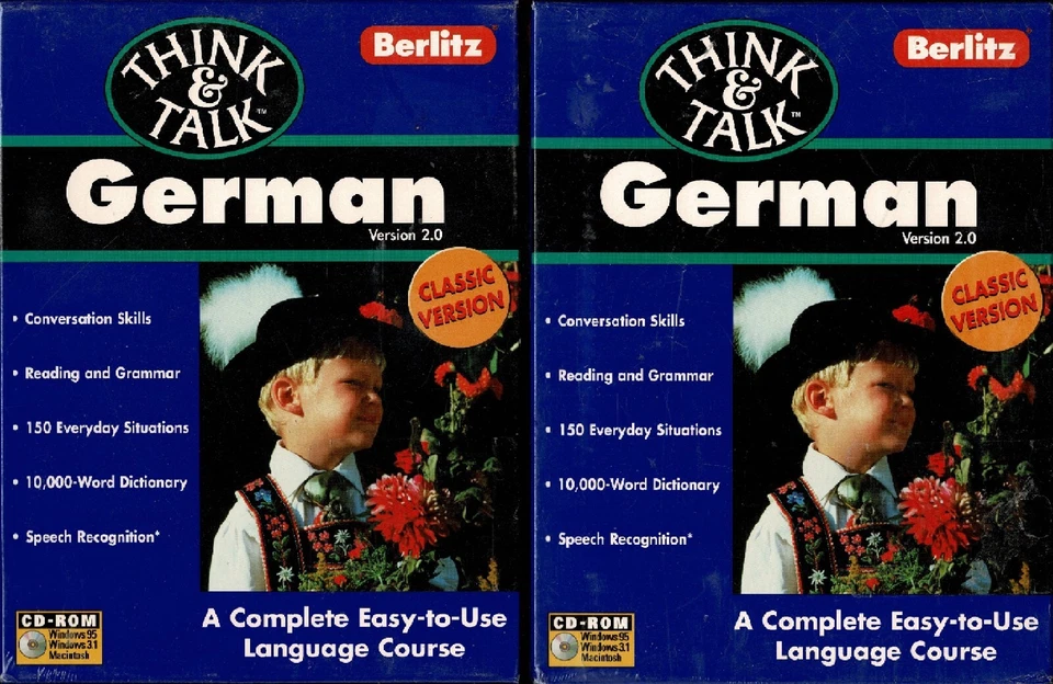 Lot of 2 Berlitz Think & Talk German Pc Mac New XP Conversation Reading Grammar - Image 1 of 2
