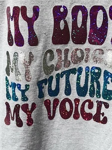 SALE!!! Hand-made PRO-CHOICE Gildan XL women's shirt, Holographic/Star Foil - Picture 1 of 3