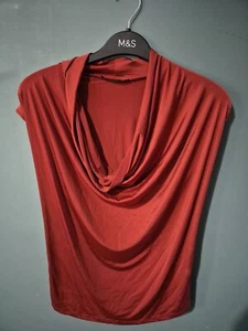 Primark Size 8 Burgundy Red Cap Sleeve Cowl Neck Blouse Top (125/130) - Picture 1 of 2