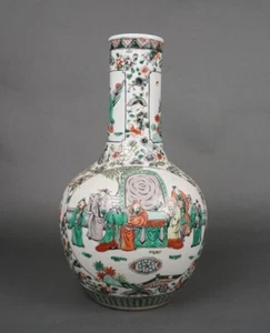 Large 19th Century Chinese Export Famille Verte Vase of Royal Court - Picture 1 of 1